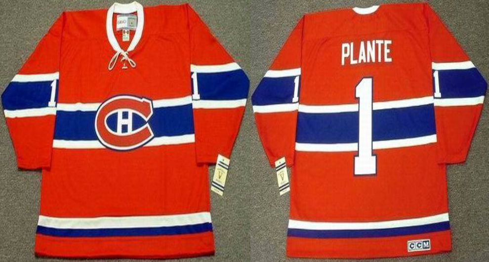 2019 Men Montreal Canadiens #1 Plante Red CCM NHL jerseys